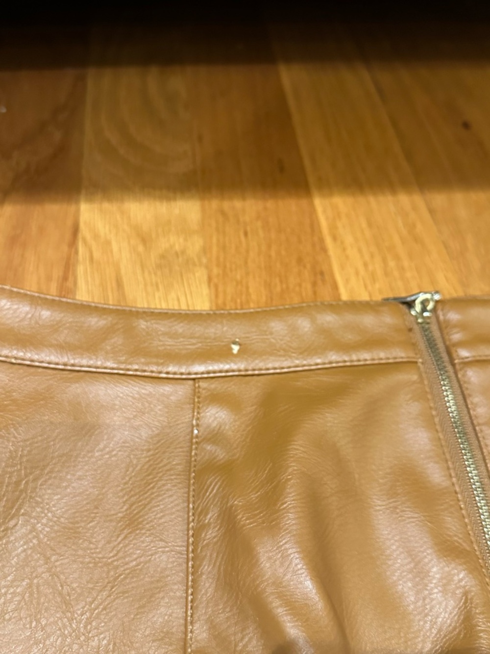 Bar III Cognac Leather A-Line Mini Skirt - Picture 4 of 4